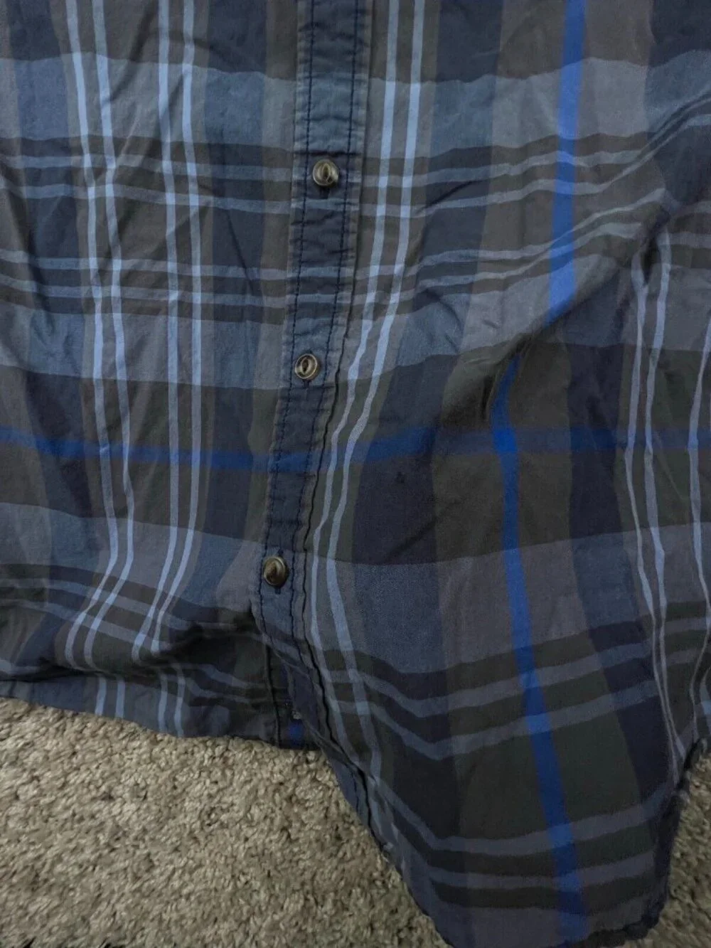 North Face Shirt Mens Short Sleeve Button Up Blue Gray Plaid Size Small Smol